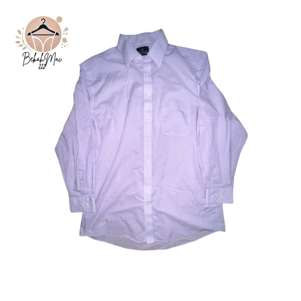 Stafford Men’s Lavender Striped Broadcloth Shirt - Neck 16 1/2, Sleeve 32/33